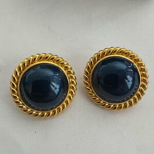 Joan Rivers Dark Blue Circle Rope Earrings